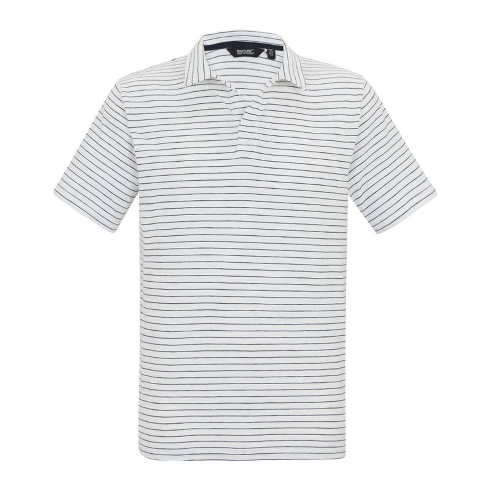 Regatta Mens Hadvo Stripe Polo Shirt / White/Navy